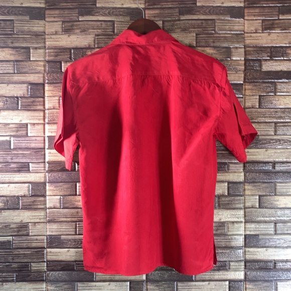 Women’s Vintage Red Peter Martin Silk Collection Medium Button Down Shirt - Picture 2 of 7